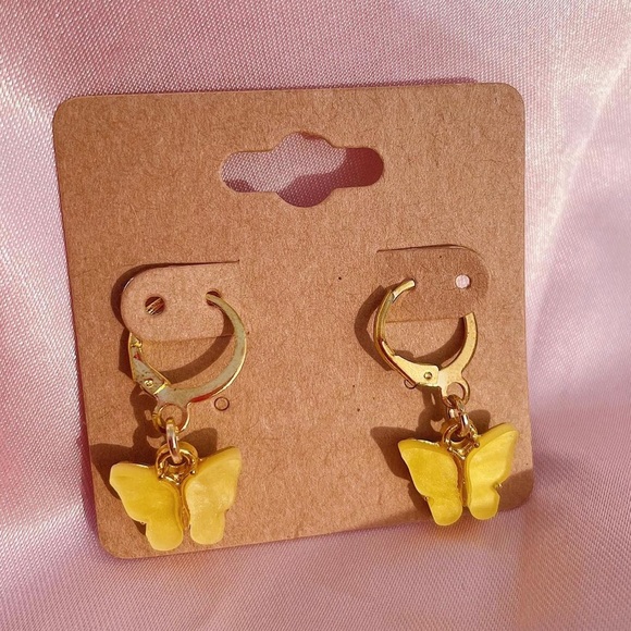 Yellow Handmade Butterfly Earrings - Picture 1 of 1